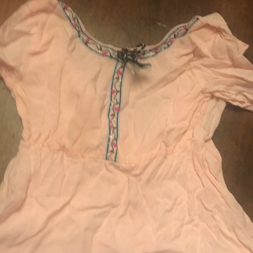 Toddler girl pink fancy linen top